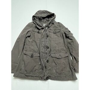 Women's Levi's Military Jacket Cotton Zip Up Long Sleeve Gray Shell Lined M